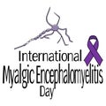 International Myalgic Encephalomyelitis Day, Schematic representation of neurons, a thematic ribbon and an inscription for a Royalty Free Stock Photo