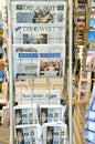 International newspapers stand in Italy Royalty Free Stock Photo