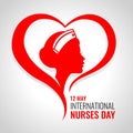 International Nurses day banner with red woman nurses in heart sign vector design Royalty Free Stock Photo