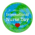 International Nurses Day. White background, heart, Earth