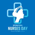 International nurses day - White head woman nurse on line blue cross symbol on blue background vector design Royalty Free Stock Photo