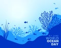 international ocean day background with social message to save marine life