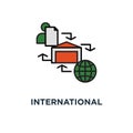 international parcel shipment icon. global shipping program, supply chain, storage industry concept symbol design, box delivery Royalty Free Stock Photo