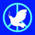 International Peace Day. White dove with olive branch. A sign of the Pacific.