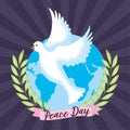 International peace day with dove cartoon Royalty Free Stock Photo