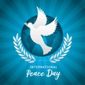 International peace day with dove cartoon Royalty Free Stock Photo