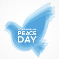 International Peace Day. Peace dove symbol and text. Vector illustration, flat design Royalty Free Stock Photo