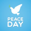 International Peace Day. Peace dove symbol and text. Vector illustration, flat design Royalty Free Stock Photo