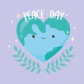 International peace day globe shaped world branches template design