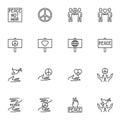 International peace day line icons set