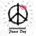 International Peace Day Logo with Hippie Sign Icon