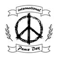International Peace Day Logo with Hippie Sign Icon