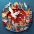 International Peace Day Paper Cut. Generative AI Royalty Free Stock Photo