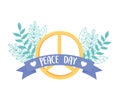 International peace day symbol levaes foliage nature ribbon Royalty Free Stock Photo