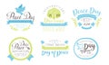 International Peace Day, United Nations Templates Set, Peaceful World Hand Drawn Badges Vector Illustration