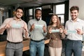 International people wearing medical masks a office Royalty Free Stock Photo