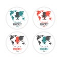 International Podcast Day Design September 30th. Set of icon and stickers of Podcast. Flat illustration Royalty Free Stock Photo