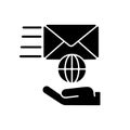 International postal service black glyph icon