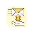 International postal service yellow RGB color icon