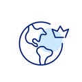 International premium service. Earth globe and crown. Pixel perfect icon