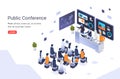 International public conference vector illustration with many participants sit in front of the interviewees Royalty Free Stock Photo