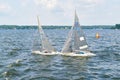 international regatta with sailing boats on the Lake Wannsee near Berlin Royalty Free Stock Photo