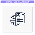 International resume line icon. Editable