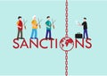 International Sanctions Concept for economic, sports and political reasons. Editable Clip Art.