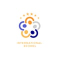 International school, social community flat vector logo concept. Human group, person together isolated icon. Team Royalty Free Stock Photo