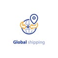 Shipping globally, international shipment concept, delivery line icon Royalty Free Stock Photo