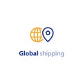 Shipping globally, international shipment concept, delivery line icon Royalty Free Stock Photo