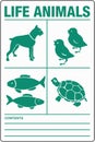 International Shipping Pictorial Green Labels Life Animals Dog Chicks Fish Turtle