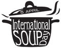 International soup day inscription on saucepan