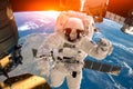 International Space Station and astronaut. Royalty Free Stock Photo