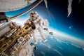 International Space Station and astronaut. Royalty Free Stock Photo