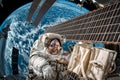 International Space Station and astronaut. Royalty Free Stock Photo