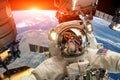 International Space Station and astronaut. Royalty Free Stock Photo