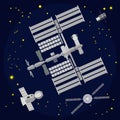 International Space Station flat vector illustration