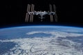 International space station on orbit of Earth Royalty Free Stock Photo