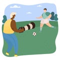 Vector illustration of a sports black reporter at a sports competition.
