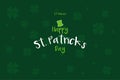 International St. Patrick`s Day card. Clover leaves with coins on dark green background for greeting holiday design Royalty Free Stock Photo