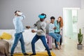 International students enjoying together with glasses of virtual reality Royalty Free Stock Photo