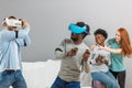 International students enjoying together with glasses of virtual reality Royalty Free Stock Photo