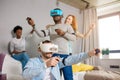 International students enjoying together with glasses of virtual reality Royalty Free Stock Photo