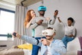 International students enjoying together with glasses of virtual reality Royalty Free Stock Photo