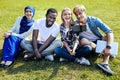 International students taking selfies outdoors Royalty Free Stock Photo