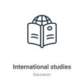 International studies outline vector icon. Thin line black international studies icon, flat vector simple element illustration Royalty Free Stock Photo