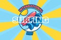 International surfing day banner summer surf event