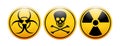 International symbols for biohazard, toxicity. radioactivity icon Royalty Free Stock Photo