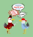 International Talk Like a Pirate Day. Gull in pirate clothes. Seagull pirate. vector illustration For holiday Royalty Free Stock Photo